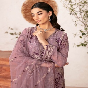 Robes pakistanaises cousues en gros costumes 3 pièces en mousseline de soie de marque originale par Ramsha Indian & Pakistani Clothing Womens Kurti - Product Image 5