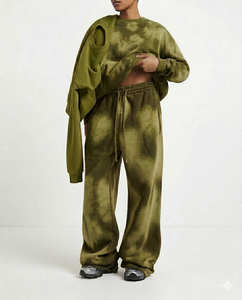 Autumn Winter 350GSM <b>Spray</b> Dyed Embroidered Sweatpants Anti Pilling Washed Casual Mid Long Joggers Unisex OEM ODM - Product Image 6