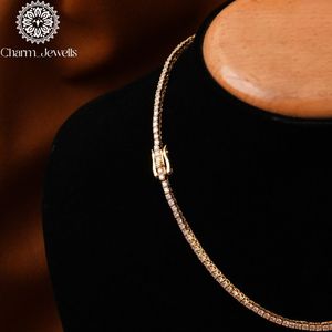 Charm_Jewells Unisex <b>Silver</b> Moissanite <b>Box</b> <b>Chain</b> Necklace 14K Gold Plated Claw Setting Brilliant Cut IGI Certified Hip Hop - Product Image 4