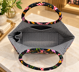 Sac fourre-tout en coton pour femme, design tendance, grande capacité, deux poches intérieures, léger et pratique, avec porte-bouteille - Product Image 3