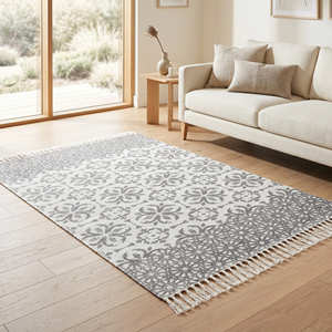 Colourful Floral Printed Cotton Accent Rug for Reading Nook Nursery & Bohemian Home - Product Image 3