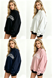 เสื้อสเวตเชิ้ตคอกลมโอเวอร์ไซส์สำหรับผู้หญิง สีเขียว พิมพ์ลายตัวอักษร แขนยาว ผ้าถัก ใส่ได้ในฤดูใบไม้ร่วง มีโลโก้ด้านหน้า ทรงปกติ คอเต่า - Product Image 4