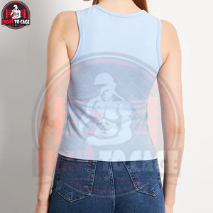 Débardeur décontracté pour femme bleu clair en tissu tissé respirant et doux, avec logo personnalisé positionné à l'avant, nouveau style, prix de gros - Product Image 5