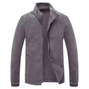 Chaqueta de Forro Polar Roja Unisex, Cuello Alto, Cierre Completo, Ropa de Invierno Informal, Corte Regular, Color Sólido, Material de Poliéster - Product Image 2