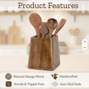Tapered Wooden Holds Essential <b>Kitchen</b> Tools In Compact Spaces At Best Price By Supplier Handmade <b>Utensils</b> <b>Holder</b> - Product Image 2