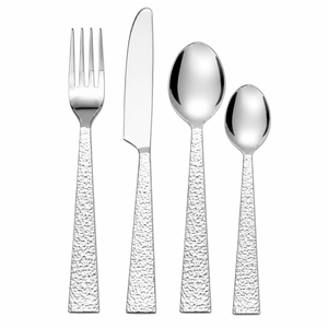 Ensemble de couverts en acier inoxydable à manche martelé au design moderne, poli miroir, forgé, argenté, pour hôtels de luxe et mariages - Product Image 5