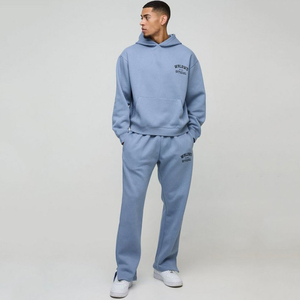 <b>Oversized</b> Hooded Tracksuit Breathable Sweatpants <b>Jogger</b> Set Cargo Pant for Winter Printed Hoodie Sweatpants - Product Image 1