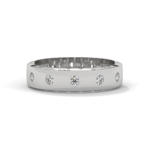 White Gold Diamond Eternity <b>Ring</b> Round Brilliant Cut Bezel <b>Set</b> Wide Band Wedding Stackable Jewelry - Product Image 1