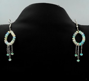 Natural Ethiopian <b>Opal</b> Beads Luxury Silver <b>Earrings</b> with Bezel Setting 20 Gram Gift for Women - Product Image 4