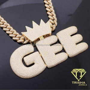 สร้อยคอจี้ตัวอักษร GEE แบบสั่งทำสุดหรู ประดับคริสตัล สไตล์ฮิปฮอป เครื่องประดับแฟชั่นสำหรับผู้ชาย - Product Image 2