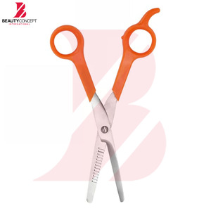 Ciseaux à effiler les cheveux professionnels en acier inoxydable avec manche en plastique orange, personnalisables avec logo, pour barbier, vente en gros - Product Image 6
