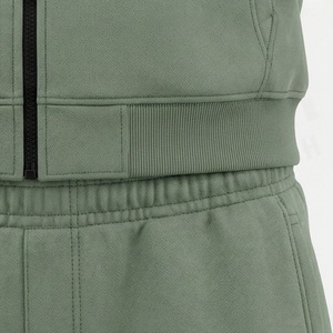 Men's Green Hooded <b>Tracksuit</b> Full Zip Geometric Pattern Casual Sportswear Set With Side Pockets Autumn Wear - Product Image 5