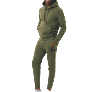 Conjunto de chándal de algodón/poliéster para hombre, 2 piezas, ropa activa, gimnasio, joggers, secado rápido, transpirable, venta al por mayor para deportes de invierno - Product Image 1