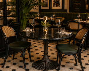 Commercial Restaurant and Cafe Furniture <b>Outdoor</b> Metal and Black Marble Top <b>Foldable</b> Bistro <b>Table</b> Metal Base Dining <b>Table</b> - Product Image 2