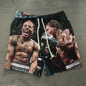 Shorts en tissu tapisserie pour homme, style streetwear personnalisé de haute qualité, respirants, style couverture tissée, décontractés et tendance, à prix raisonnables. - Product Image 3