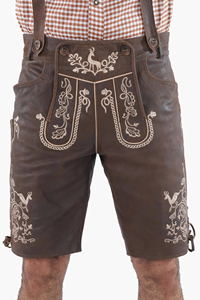 Pantalones Cortos Tradicionales Bordados de Cuero Genuino para Hombre, Traje Bávaro Modelo Ews 0001, Ropa para Oktoberfest - Product Image 2