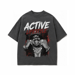 T-shirt graphique oversize marron délavé vintage pour hommes et femmes, streetwear en coton, décontracté, imprimé hip-hop, coupe ample - Product Image 2