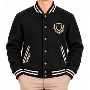 <b>Men</b> Wool Varsity Bomber <b>Jacket</b> OEM ODM Custom Color Size Design Wholesale Factory Supplier Winter Casual Outerwear <b>jackets</b> - Product Image 1