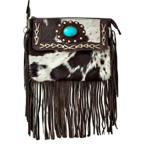 Sac à main en cuir de vache véritable bohème fait à la main, bandoulière, voyage, avec imprimés animaliers - Product Image 1