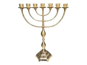 Menorah de Metal Dorado, Estructura Clásica de Brazos, Decorativa para el Hogar, Iluminación Religiosa para Festividades - Product Image 4