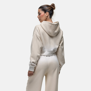 Sudadera Corta con Capucha y Cremallera para Mujer, Estilo Oversize, Color Sólido, Tejido de Algodón, Manga Larga, Otoño, Casual, Transpirable - Product Image 4