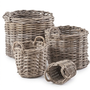 New Modern Minimalist Woven Rattan Storage Basket Set Eco-Friendly Organizer Container Handles Home Decoration Wicker Box Dust - Product Image 1