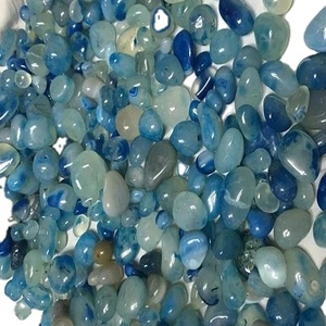 Perles en vrac de taille bleue de 8mm perles de pierre de calcédoine non percées naturelles - Product Image 1