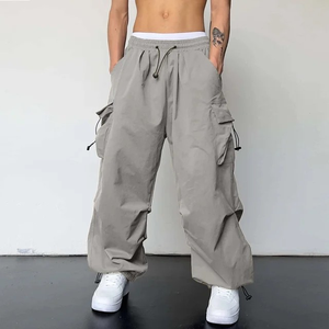 Pantalon Cargo Homme Décontracté Couleur Unie avec Cordon de Serrage à la Cheville et Poches Tissées, Style Urbain, Pantalon de Jogging Homme Oversize - Product Image 5