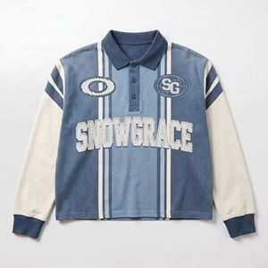 Snowgrace Vêtement unisexe à manches longues en jersey rayé, col rabattu, coupe classique, respirant, en polyester, pour toutes les saisons, pour adultes - Product Image 1
