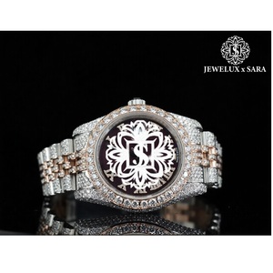 Reloj de Pulsera de Lujo con Diamantes Blancos y Baño de Oro Rosa sobre Plata, Estilo Indio, Ideal para Fiestas o Regalos, al Mejor Precio - Product Image 1