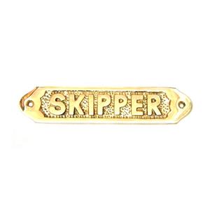 Nautical Solid Brass Door <b>Sign</b> "Skipper" Embossed Printed Nautical Wall <b>Sign</b> Polish Plated Gate Hanging <b>Sign</b> for Export - Product Image 1
