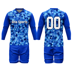 ชุดวอลเลย์บอลชายสีน้ำเงินรอยัลแบบซับลิเมชั่น เสื้อแขนยาวพร้อมกางเกงขาสั้น ชุดโพลีเอสเตอร์สำหรับทีมกีฬา ชุดฝึกซ้อมและแข่งขัน - Product Image 1