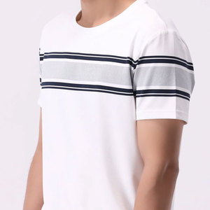 เสื้อยืดผู้ชายขายส่ง แฟชั่นคุณภาพสูง เนื้อผ้าหนา 250 กรัม ผ้าไหม/ผ้าฝ้าย แคนวาส ถัก แขนสั้น คอเสื้อแบบพิเศษ เป็นมิตรต่อสิ่งแวดล้อม - Product Image 6