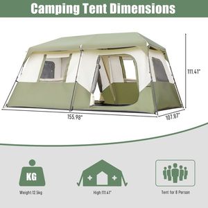 Tenda da campeggio familiare per 2 persone con telo antipioggia e design antivento, montaggio in 60 secondi e borsa per il trasporto - Product Image 2