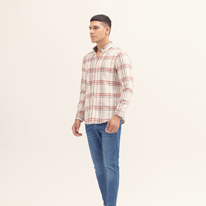 Men's Plaid Long Sleeve Casual Shirt Button <b>Down</b> Collar 100% Cotton Poplin Breathable Spring Wear - Product Image 5