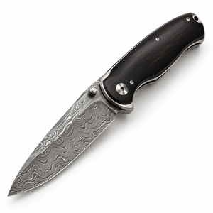 Couteau pliant en acier Damas à lame en acier, mécanisme de pliage, pour l'extérieur, fait main, de qualité supérieure, couteau de poche utilitaire à motif - Product Image 1