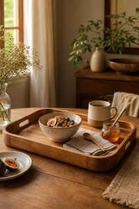 Premium Handcrafted Mango Wood Serving Tray with Moroccan Blue <b>Tile</b> Inlay Platter for Coffee Tables Luxury Home Decor - Product Image 6