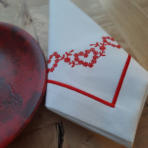 Serviettes carrées en coton et lin brodées avec ourlet festonné, 6 pièces, pour mariage et plage, personnalisation OEM, vente en gros - Product Image 3