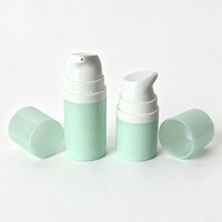 Botol Pompa Tanpa Udara Warna Hijau Mint 15/30/50ml Wadah Kosmetik Vakum Isi Ulang untuk Lotion Serum Krim Wajah Perjalanan Penggunaan Sehari-hari