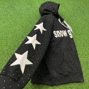 Sweat-shirt à capuche noir Snow Grace avec motif de points étoiles blancs, décontracté, unisexe, vêtement d'hiver, coupe classique - Product Image 6