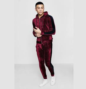 Ensemble de survêtement en velours à capuche 2 pièces pour homme RABUSH SPORTS, respirant, taille élastique, couleur unie personnalisée, vente en gros, hiver, 360g - Product Image 2