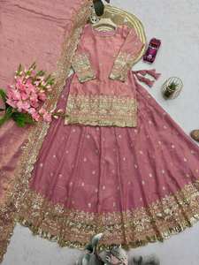 Designer Indian and Pakistani Short <b>Kurta</b> with Lehenga <b>Dress</b> for Weddings Heavy Zardozi Embroidery Work 2026 Collection - Product Image 3