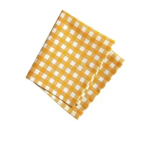ब्लॉक पैटर्न पीले और सफेद मुद्रित टेरी 100% कार्बनिक कपास गोट्स प्रमाणित डिश तौलिया चश्मा के लिए सुपर सॉफ्ट कपड़े की सफाई
