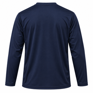 <b>Men's</b> Long Sleeve Half Striped Printed Navy Casual <b>Shirt</b> Quick Dry Sporty 100% Cotton Summer - Product Image 3