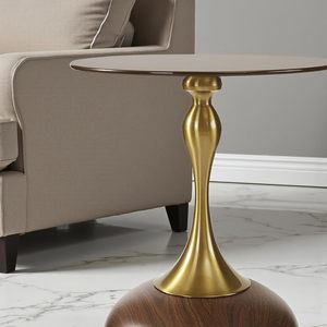 Table basse moderne et durable avec plateau en marbre blanc et base en métal doré, meubles contemporains pour salon - Product Image 4