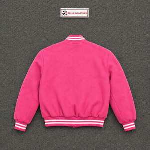 Blouson Bomber Varsity Classique Rose pour Homme – Veste Extérieure Moderne Style Letterman Décontractée à Col Rabattu Coupe Droite en Polyester - Product Image 6
