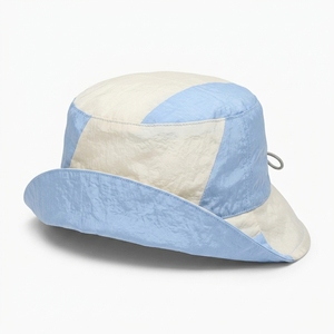 Chapeau Bob Unisexe Personnalisé Bicolore Beige et Bleu en Toile – Style Décontracté Printemps-Été pour Adulte - Product Image 3