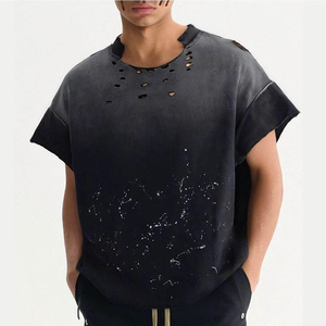 Camiseta de Hombre Oversize de Algodón Pesado con Diseño de Logotipo Personalizado, Estilo Vintage, Lavado Ácido y Efecto Desgastado - Product Image 6