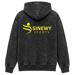 SINEWY SPORTS Men's Washed Cotton Breathable 300g Hoodie Solid Color Casual Autumn Wear Front Pocket Drawstring Hood Regular Fit - Product Image 4