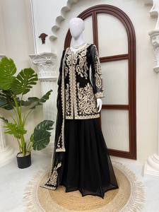 Black Embroidered <b>Abaya</b> <b>Dress</b> Women Long Sleeve Islamic Evening Outfit Middle East Formal Wear - Product Image 3